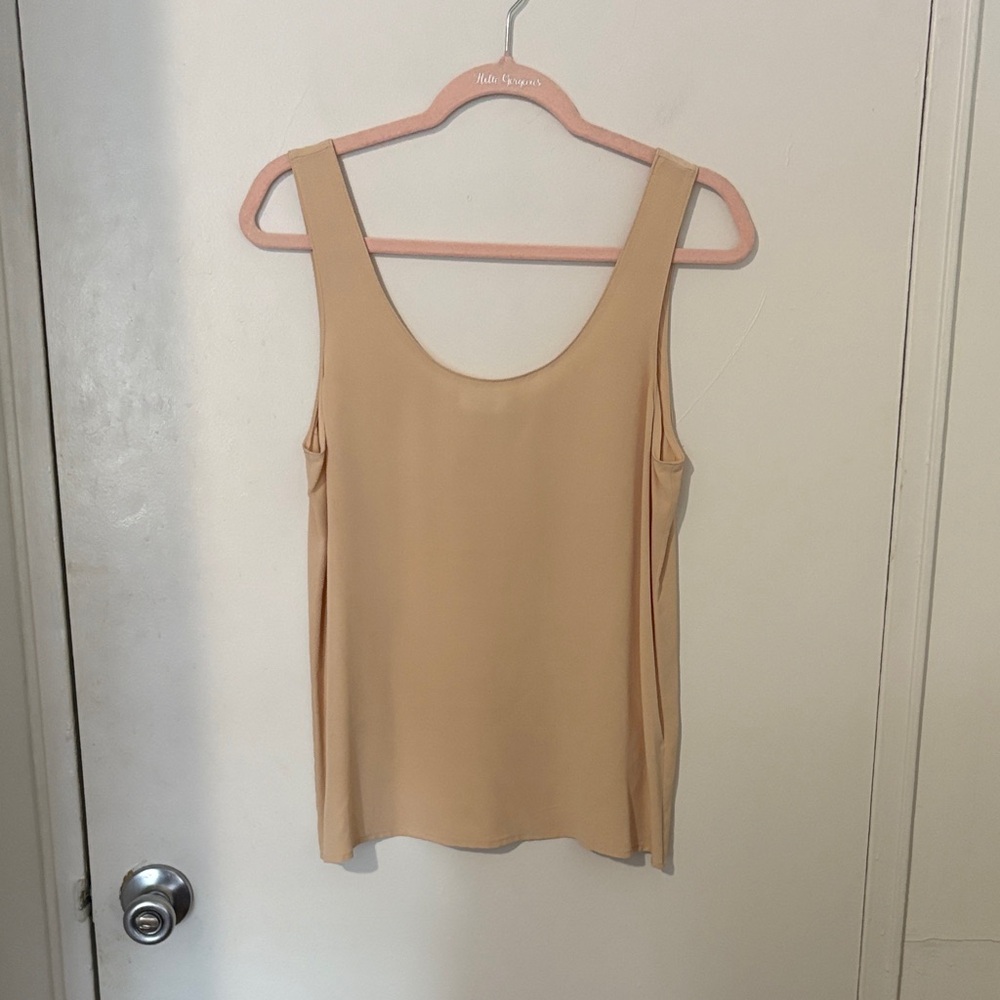Equipment Sleeveless Scoop Tank Top - Beige - 100% Silk
